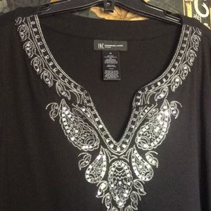 INC international cotton silver embroidered tunic 1X